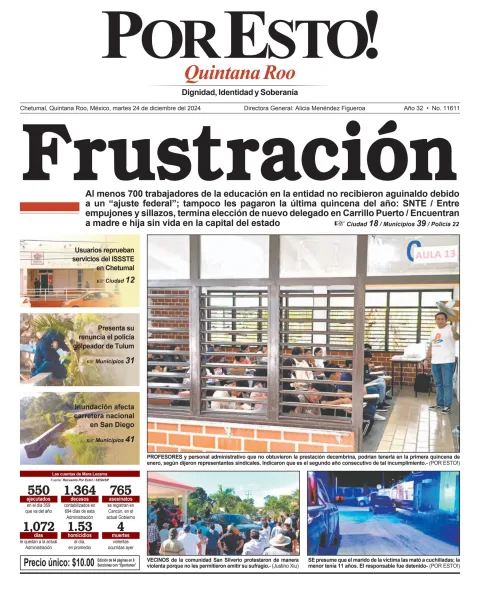 Portada de Por Esto (quintana Roo Chetumal) del martes, 24 de diciembre de 2024