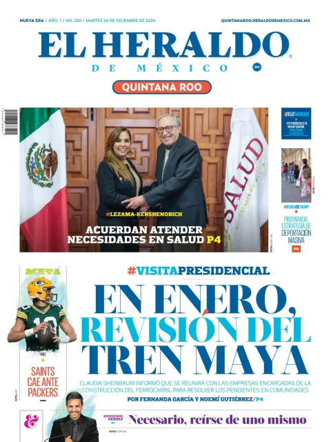 Portada de El Heraldo de Mexico Quintana Roo del martes, 24 de diciembre de 2024