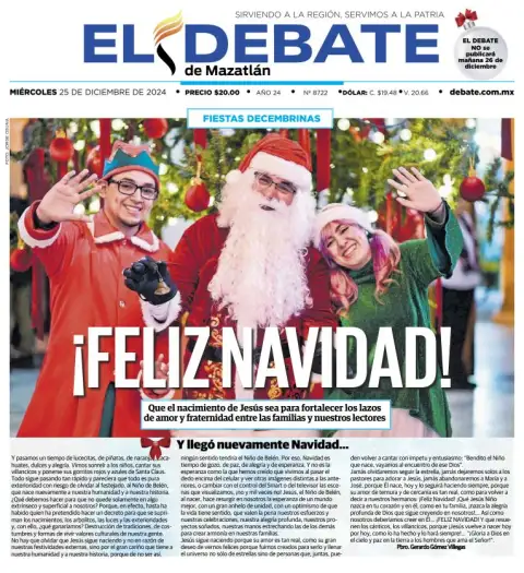 Portada de El Debate de Mazatlán