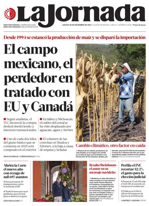 Portada de La Jornada