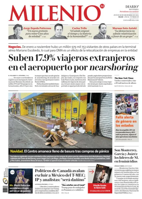 Portada de Milenio Monterrey