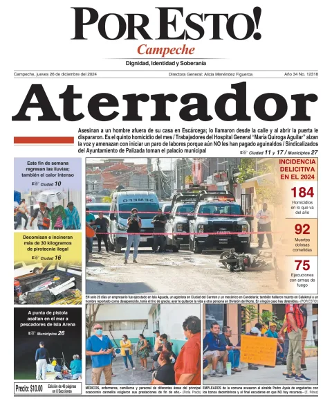 Portada de Por Esto! Campeche del jueves, 26 de diciembre de 2024