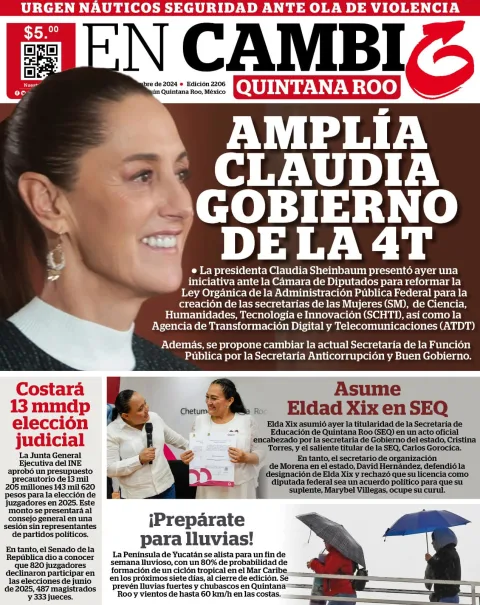 Portada de En Cambio - Quintana Roo del 2024-06-15