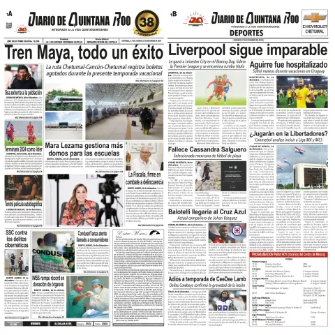 Portada de Diario de Quintana Roo del 2024-12-27