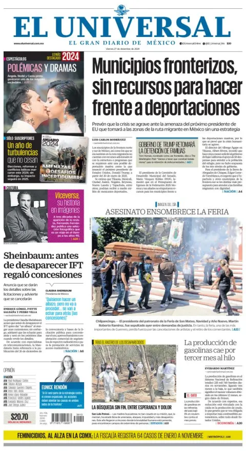 Portada de El Universal