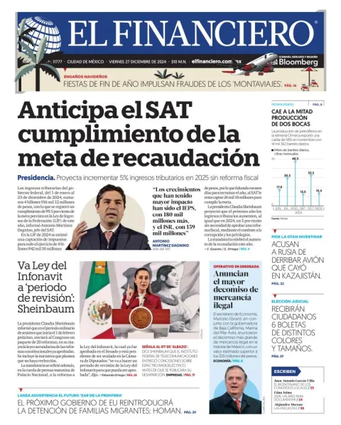 Portada de El Financiero