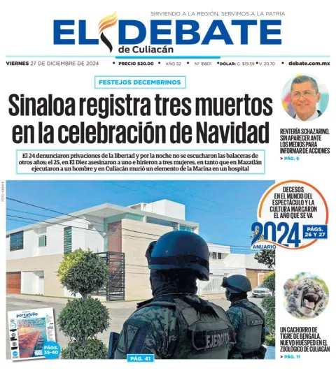 Portada de El Debate de Culiacán