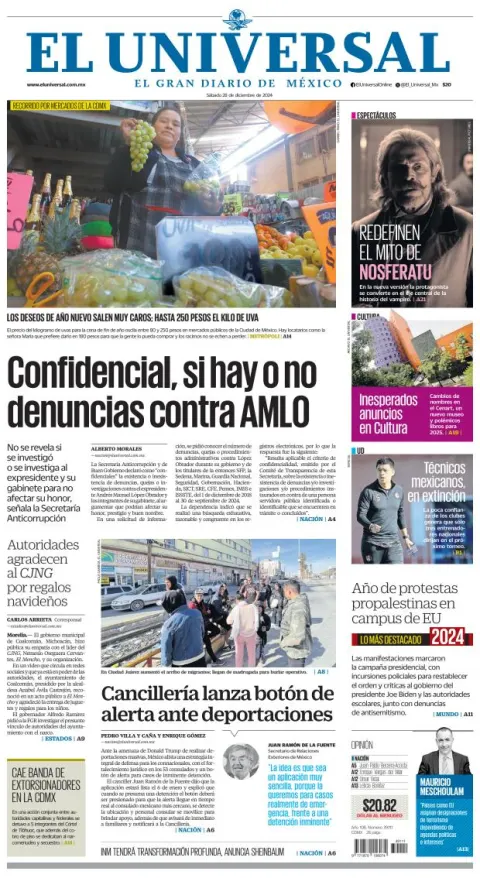 Portada de El Universal