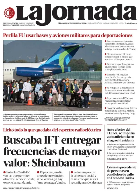Portada de La Jornada