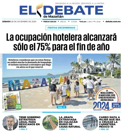 Portada de El Debate de Mazatlán