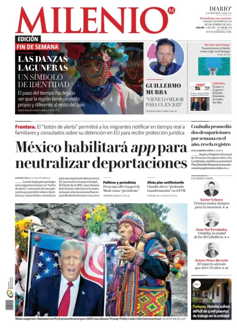 Portada de Milenio Laguna del sábado, 28 de diciembre de 2024
