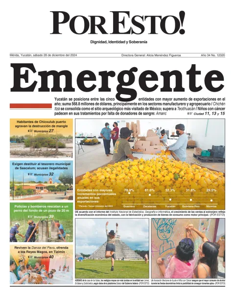 Portada de Por Esto (merida, Yucatan) del sábado, 28 de diciembre de 2024
