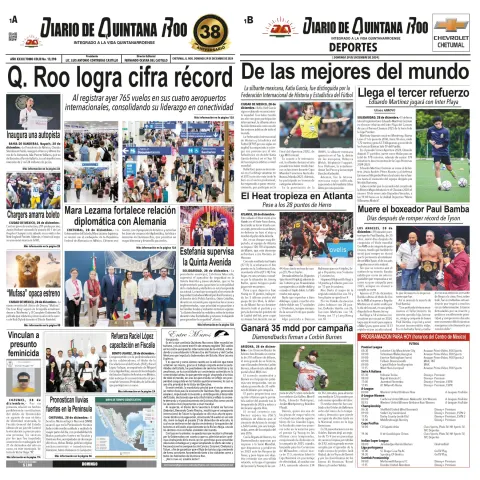 Portada de Diario de Quintana Roo del 2024-12-29