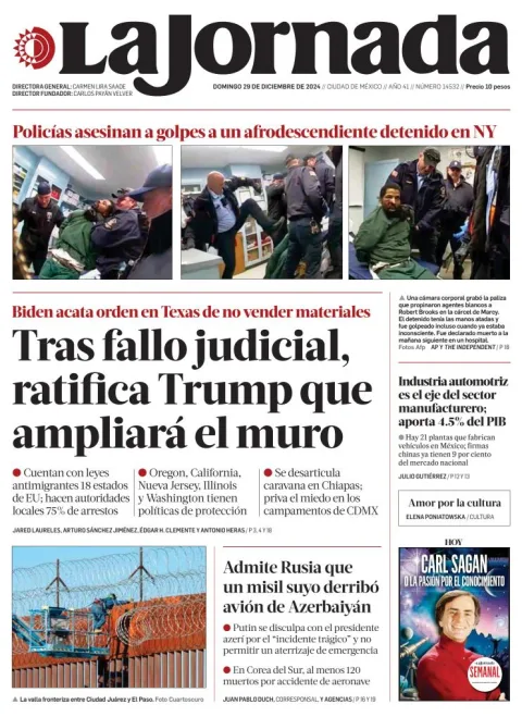 Portada de La Jornada