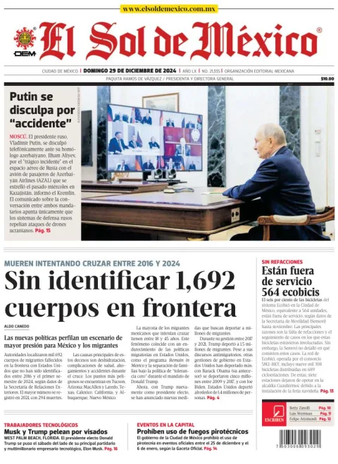 Portada de El Sol de México