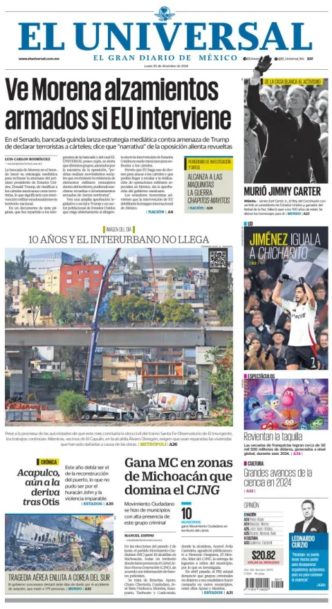 Portada de El Universal