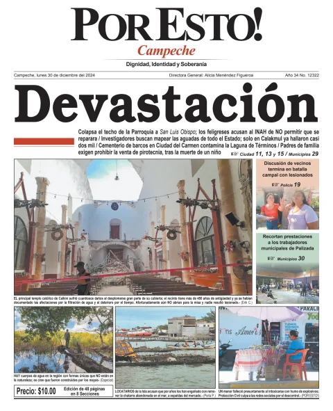 Portada de Por Esto (campeche) del lunes, 30 de diciembre de 2024