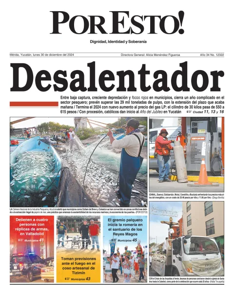 Portada de Por Esto (merida, Yucatan) del lunes, 30 de diciembre de 2024