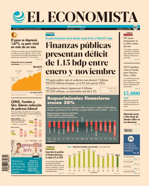 Portada de El Economista del martes, 31 de diciembre de 2024