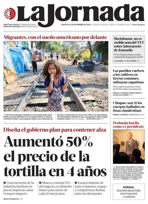 Portada de La Jornada del martes, 31 de diciembre de 2024