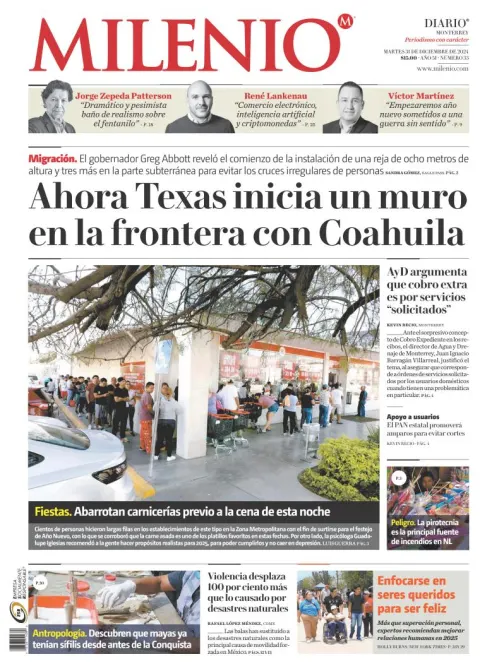 Portada de Milenio Monterrey
