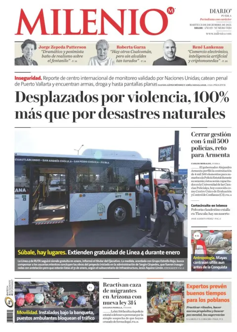 Portada de Milenio Puebla