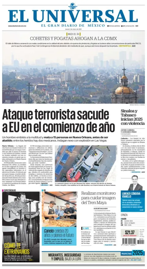 Portada de El Universal