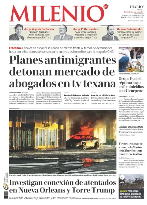 Portada de Milenio Puebla
