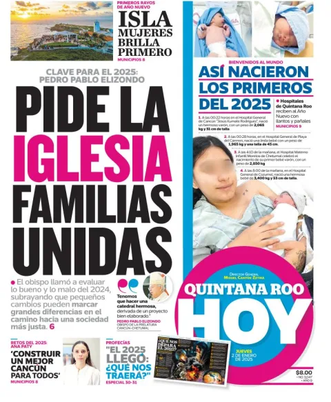 Portada de Quintana Roo Hoy del jueves, 2 de enero de 2025