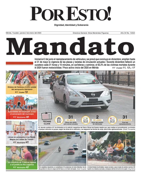 Portada de Por Esto (merida, Yucatan) del jueves, 2 de enero de 2025