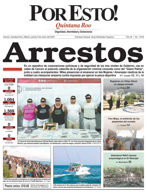 Portada de Por Esto (quintana Roo Cancun) del jueves, 2 de enero de 2025