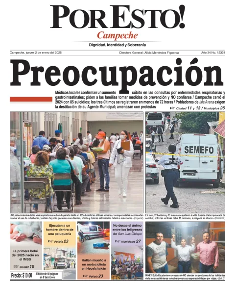 Portada de Por Esto (campeche) del jueves, 2 de enero de 2025