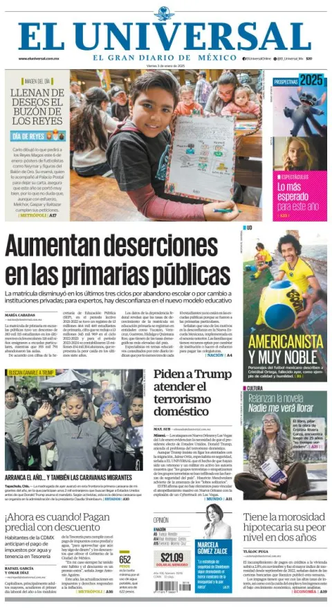 Portada de El Universal