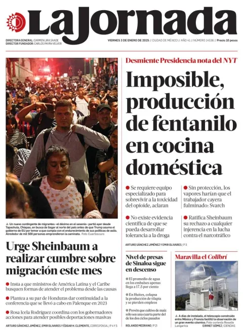 Portada de La Jornada
