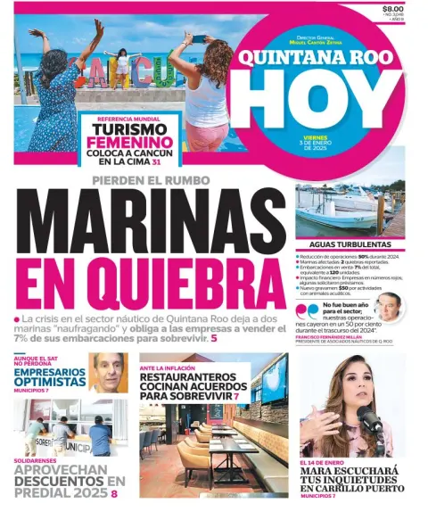 Portada de Quintana Roo Hoy del viernes, 3 de enero de 2025