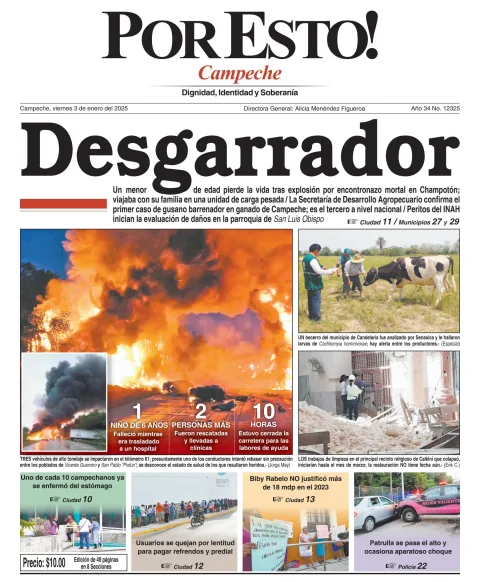 Portada de Por Esto (campeche) del viernes, 3 de enero de 2025