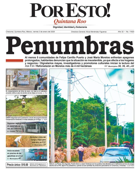 Portada de Por Esto (quintana Roo Chetumal) del viernes, 3 de enero de 2025