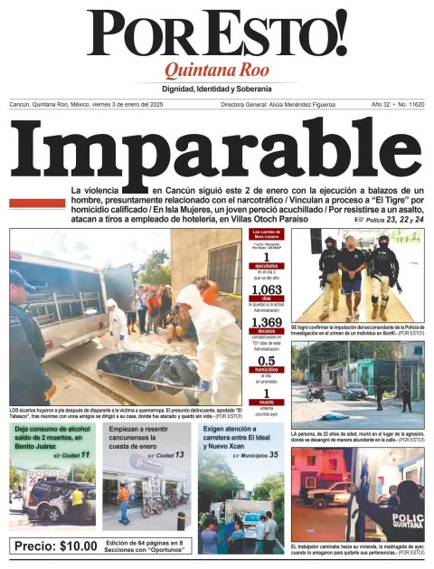 Portada de Por Esto (quintana Roo Cancun) del viernes, 3 de enero de 2025
