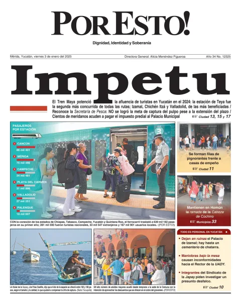 Portada de Por Esto (merida, Yucatan) del viernes, 3 de enero de 2025