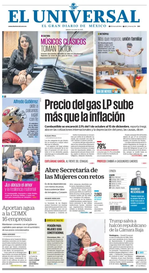Portada de El Universal