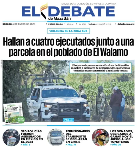 Portada de El Debate de Mazatlán