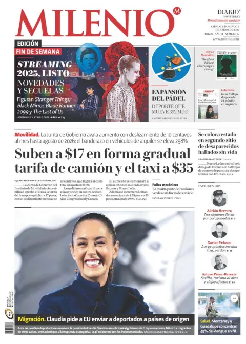 Portada de Milenio Monterrey