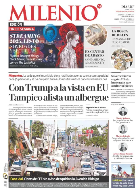 Portada de Milenio Tamaulipas del sábado, 4 de enero de 2025