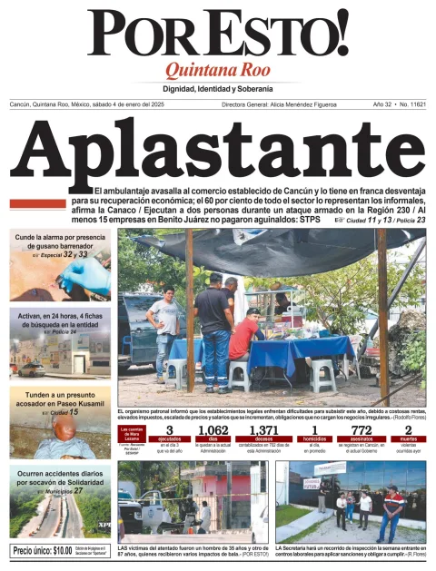 Portada de Por Esto (quintana Roo Cancun) del sábado, 4 de enero de 2025