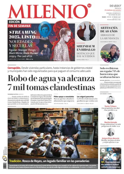 Portada de Milenio Hidalgo del sábado, 4 de enero de 2025