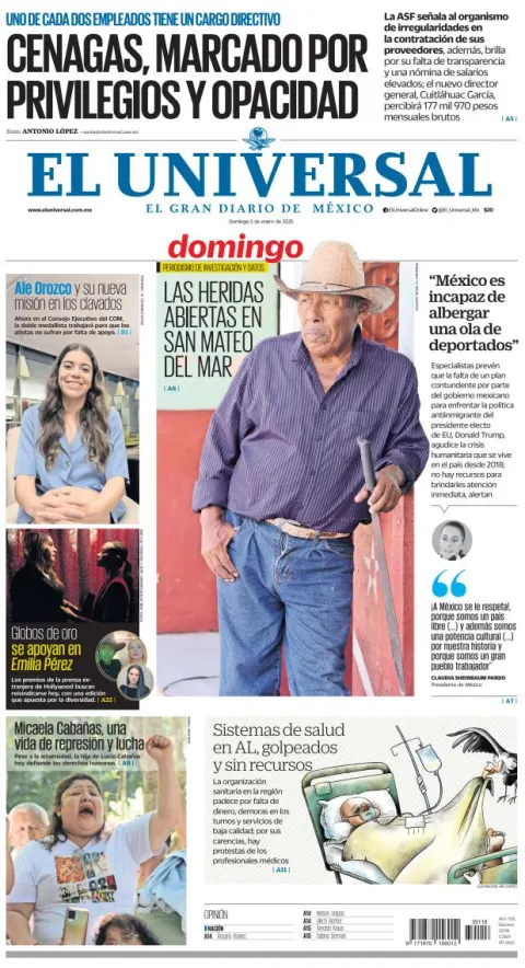 Portada de El Universal