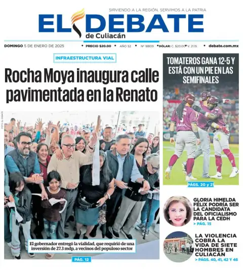 Portada de El Debate de Culiacán