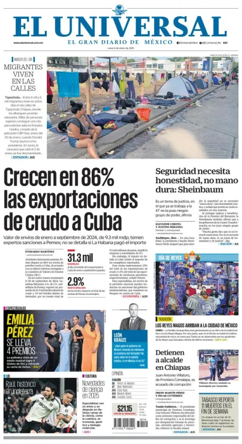 Portada de El Universal