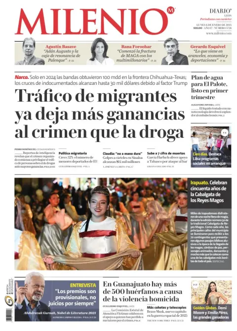 Portada de Milenio León del lunes, 6 de enero de 2025