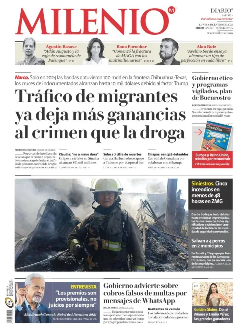 Portada de Milenio Jalisco del lunes, 6 de enero de 2025